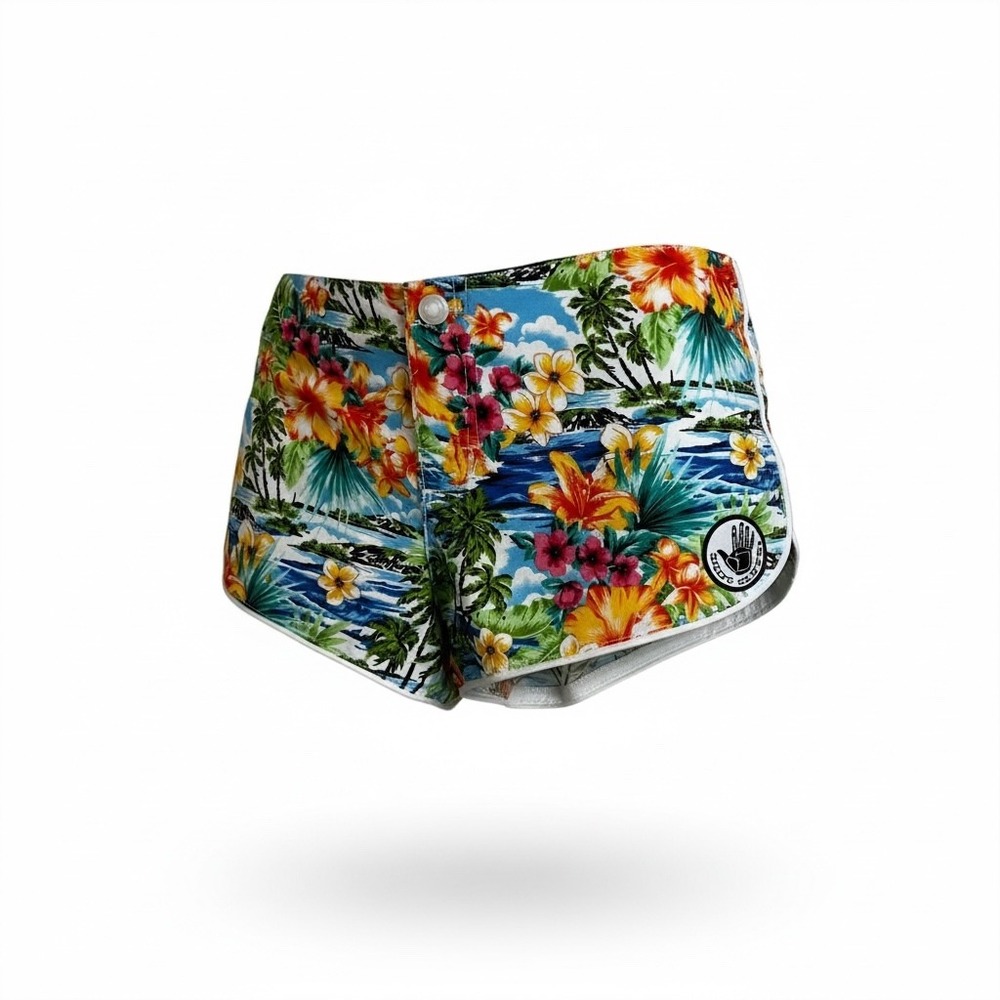 Body Glove Tropical Floral Shorts Women's‎ Large Retro Beach Vacation
